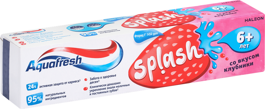 Зубная паста детская AQUAFRESH Splash Клубника, с 6 лет, 50мл, превью