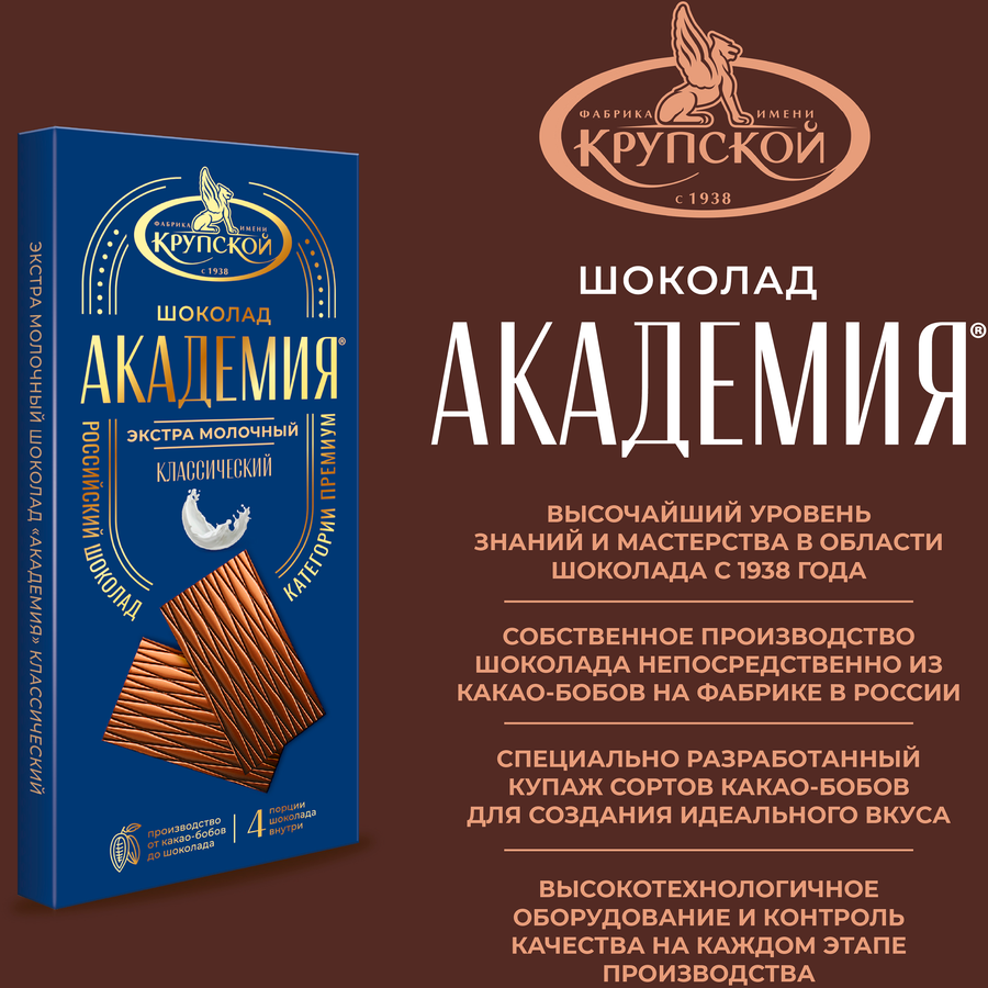 Шоколад молочный АКАДЕМИЯ Классический, 88г, превью