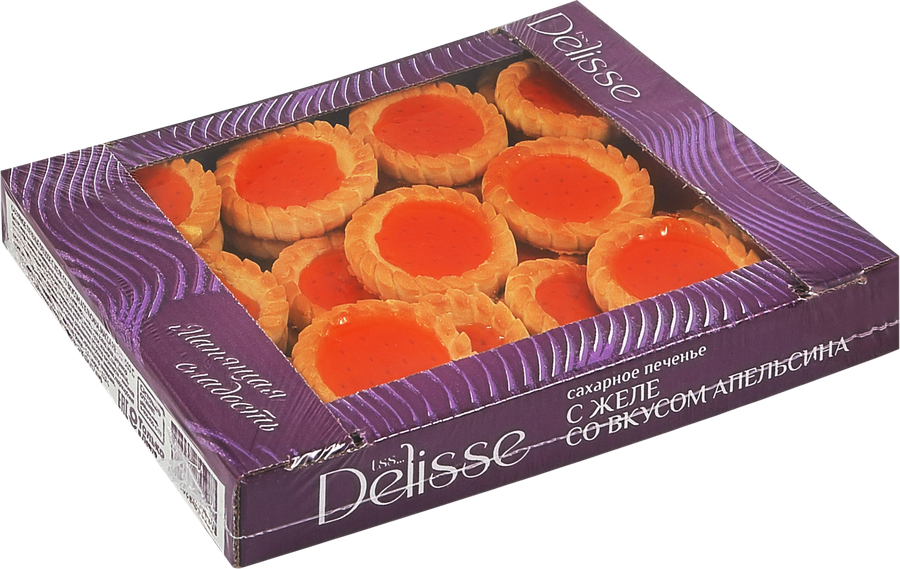 Печенье сахарное DELISSE с желе со вкусом апельсина, 500г, предпросмотр