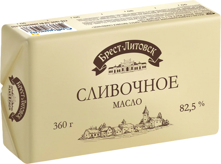 Масло сладкосливочное БРЕСТ-ЛИТОВСК 82,5%, без змж, 360г, превью