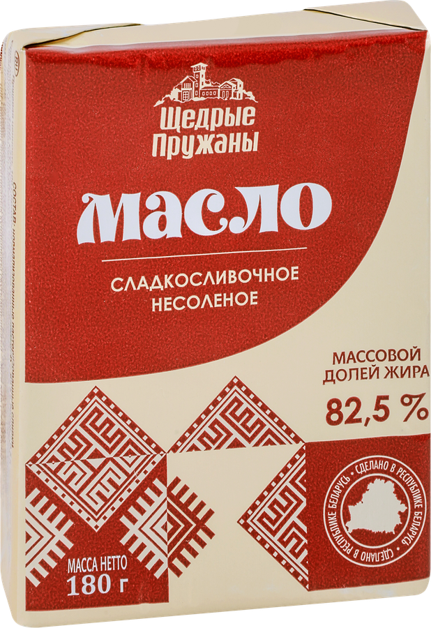 Масло сладкосливочное МК ПРУЖАНСКИЙ 82,5%, без змж, 180г, превью