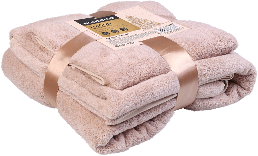 Набор полотенец HOMECLUB Winter Chalet 70х140см и 35х75см, микрофибра, предпросмотр