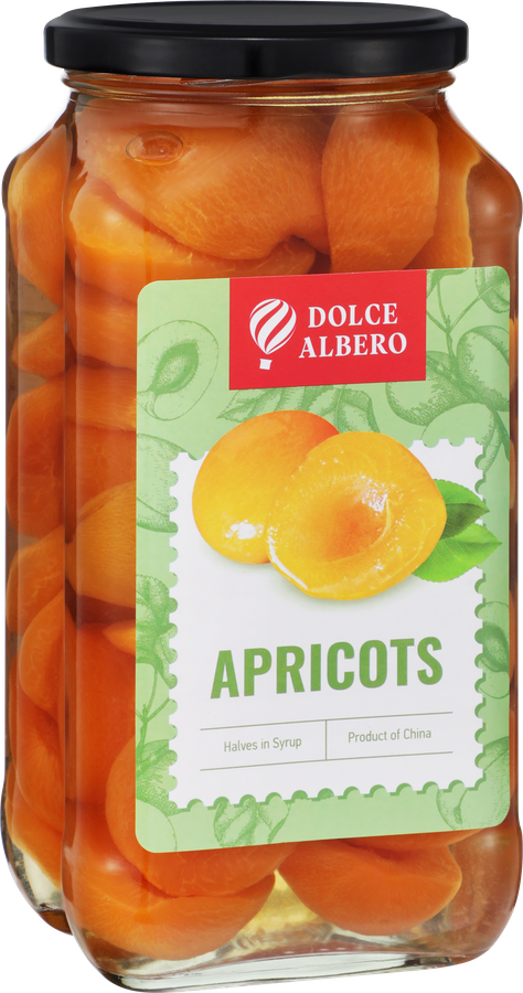 Абрикосы DOLCE ALBERO половинки в сиропе, 880мл, предпросмотр