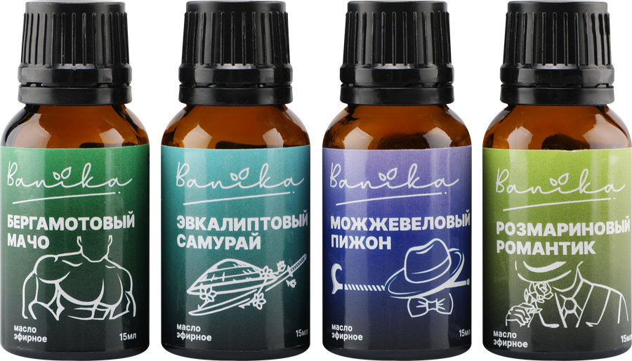 Набор эфирных масел BANIKA Для него, эвкалипт, бергамот, можжевельник и розмарин, Арт. Б700102, 4х15мл, предпросмотр