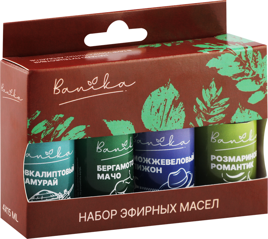 Набор эфирных масел BANIKA Для него, эвкалипт, бергамот, можжевельник и розмарин, Арт. Б700102, 4х15мл, превью