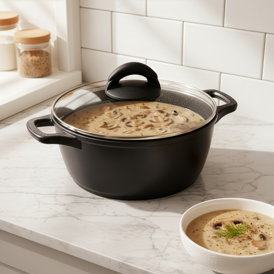 Кастрюля HOPPS Chefs Cuisine литая, антипригарное покрытие, индукция, со стеклянной крышкой, 2л, Арт. HP2033-CCID, предпросмотр