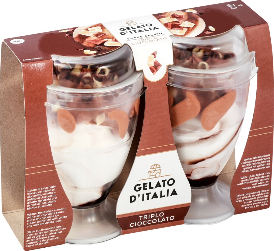 Мороженое GELATO D`ITALIA Итальянское мороженое со вкусом три шоколада, без змж, пластиковый стакан, 180г, превью