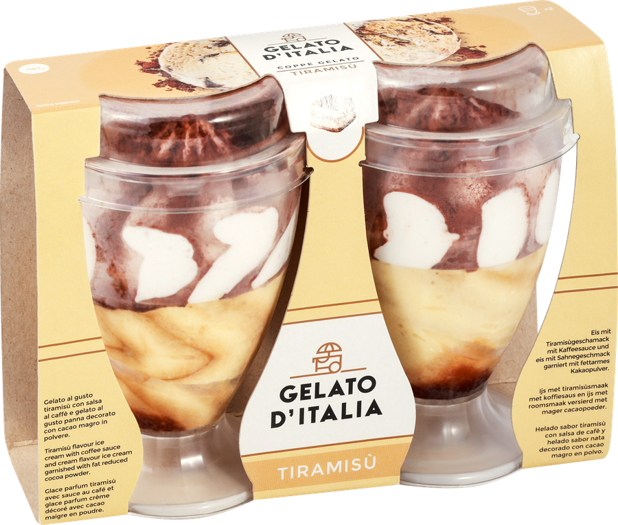 Мороженое GELATO D`ITALIA Итальянское мороженое Джелато, со вкусом тирамису, без змж, пластиковый стакан, 180г, превью