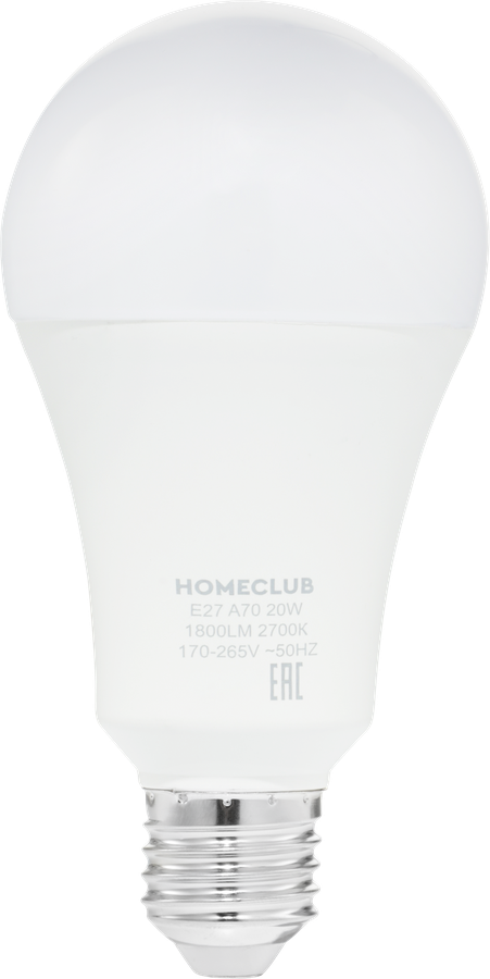 Лампа светодиодная HOMECLUB груша 20Вт E27 теплый свет, Арт. LED-A70-20E2727, превью