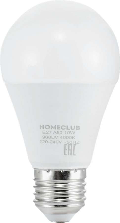 Лампа светодиодная HOMECLUB груша 10Вт E27 нейтральный свет, Арт. LED-A60-10E2740, превью