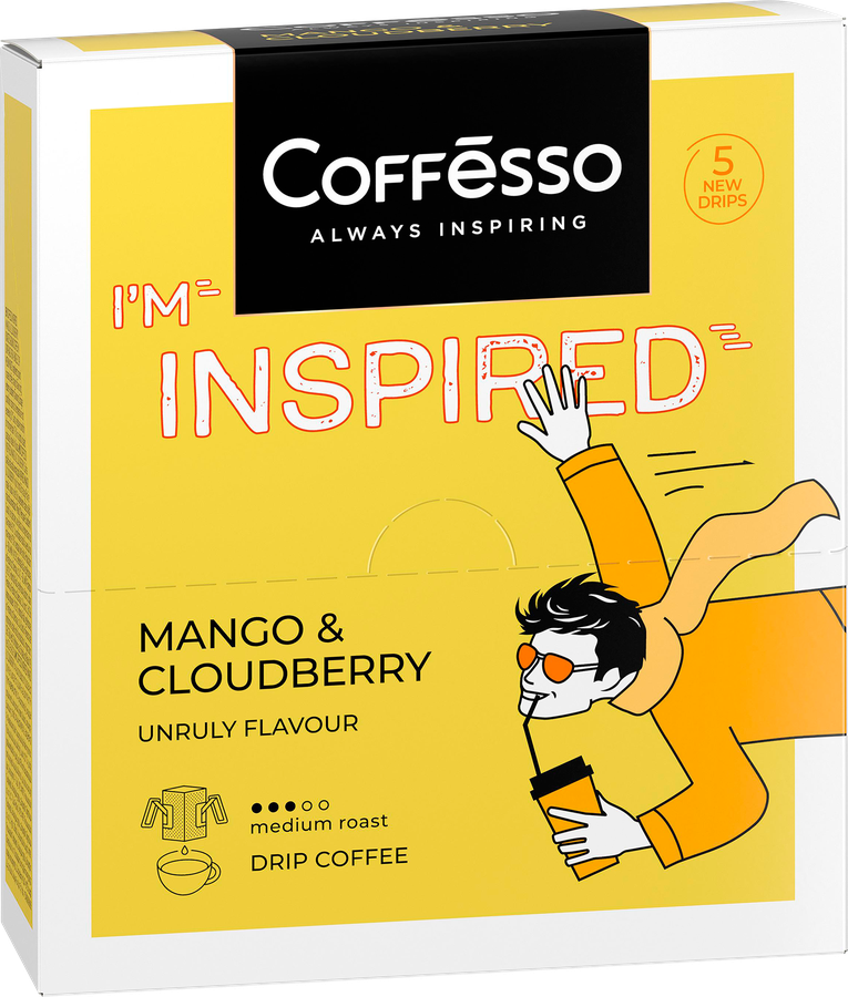 Кофе молотый COFFESSO Inspired с ароматом манго и морошки, дрип-пакет, 5пак, превью