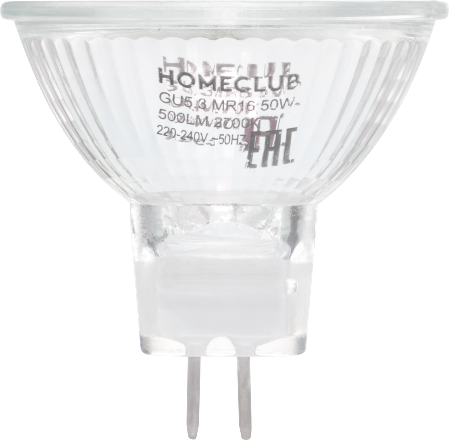 Лампа галогеновая HOMECLUB софит 50Вт GU5.3 теплый свет, Арт. HAL-MR16-50GU5.327, предпросмотр