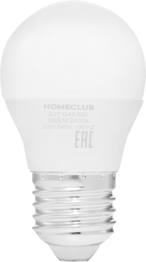 Лампа светодиодная HOMECLUB шар 5Вт E27 теплый свет, Арт. LED-G45-5E2727, превью