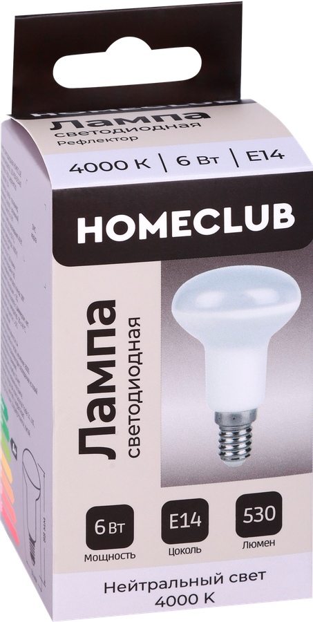 Лампа светодиодная HOMECLUB рефлектор 6Вт E14 нейтральный свет, Арт. LED-R50-6E1440, превью