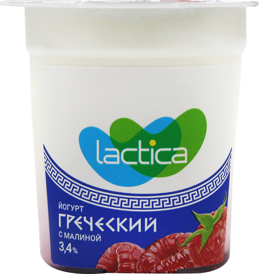Йогурт LACTICA Греческий Малина двухслойный 3,4%, без змж, 120г, предпросмотр
