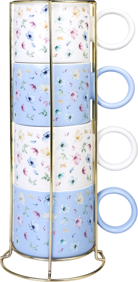 Набор кружек HOMECLUB Garden Blooms на подставке, 460мл, Арт. HG-8, 4шт, превью