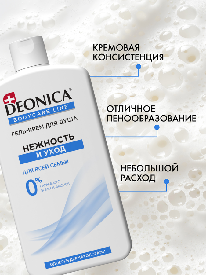 Гель-крем для душа DEONICA Нежность и уход, 750мл, предпросмотр