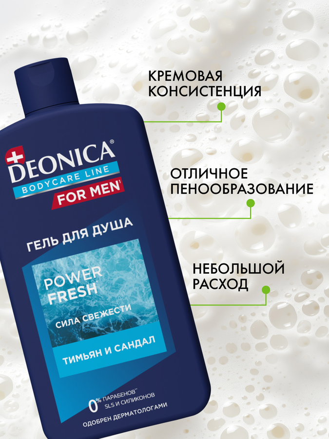 Гель для душа DEONICA For Men&nbsp;Power Fresh, 750мл, предпросмотр