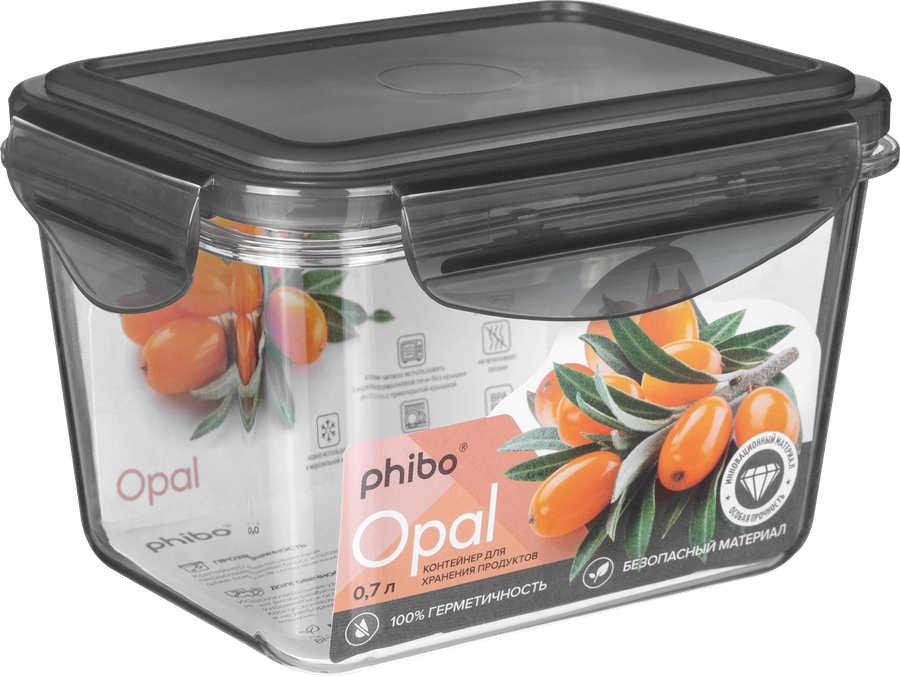 Контейнер для продуктов PHIBO Opal, прямоугольный, 0.7л, предпросмотр