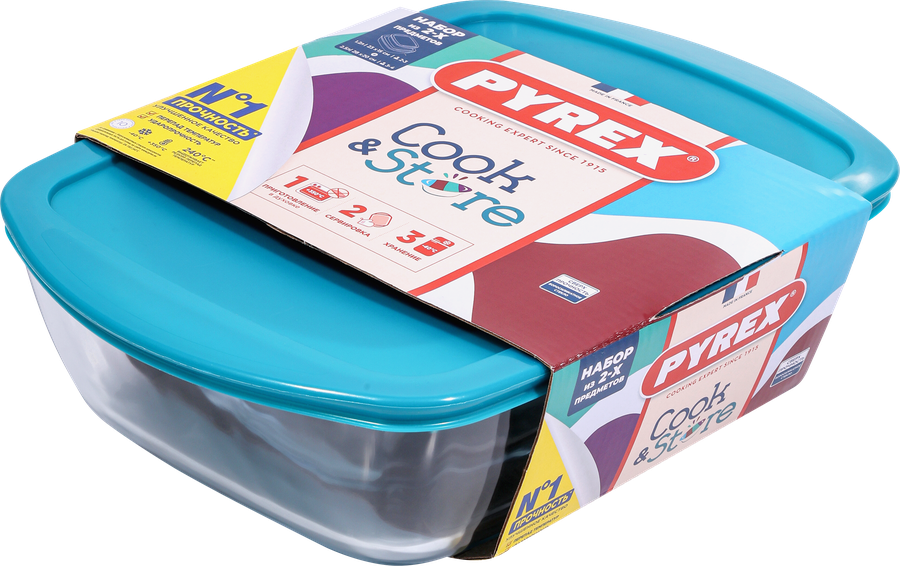 Набор форм для запекания PYREX Cook&Store, 2 предмета, с крышкой, 2.5л, Арт. 912S845, превью