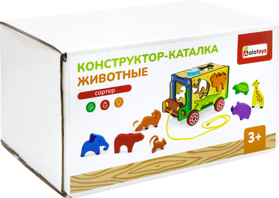 Каталка-конструктор ALATOYS Животные, 24,5х13,5х13,5см, предпросмотр