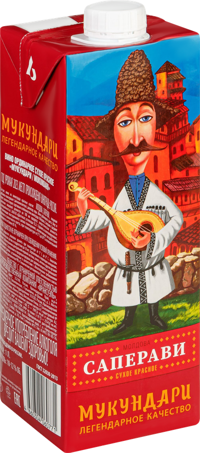 Вино МУКУНДАРИ Саперави красное сухое, 1л, превью