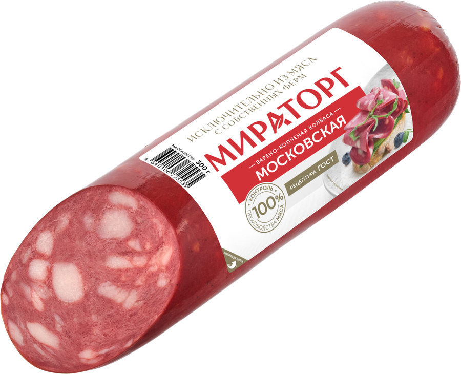 Колбаса копчено-вареная МИРАТОРГ Московская, 300г, предпросмотр