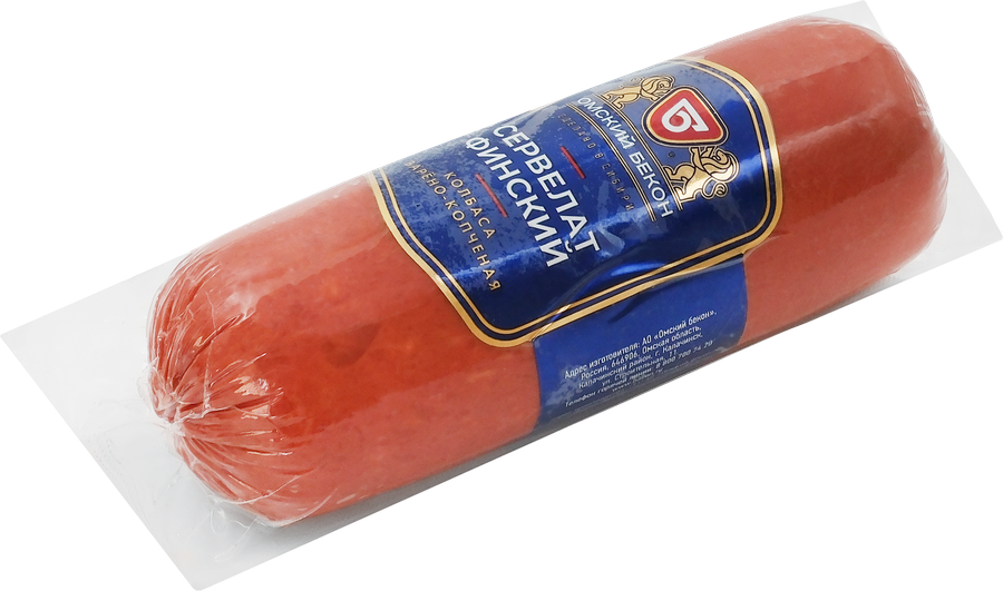 Колбаса копчено-вареная ОМСКИЙ БЕКОН Сервелат Финский, 380г, превью