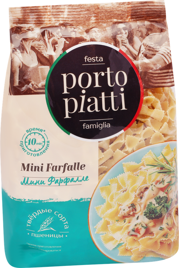 Макароны PORTO PIATTI Мини Фарфалле, группа А высший сорт, 400г, предпросмотр