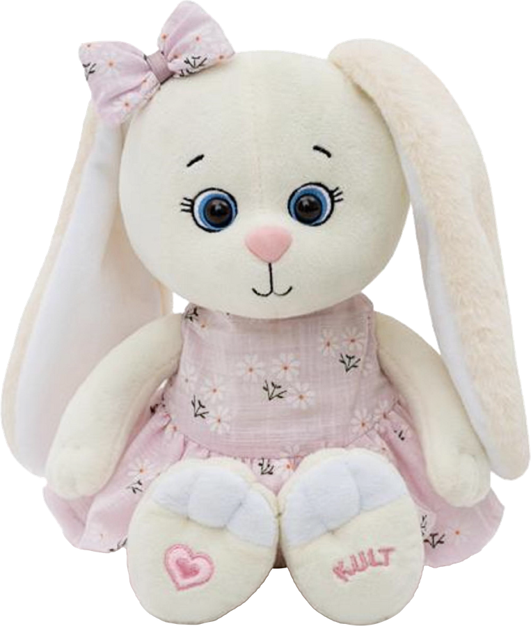 Игрушка мягкая KULT TOYS Зайка Мия в платье, цвет меха-молочный, 20см, предпросмотр