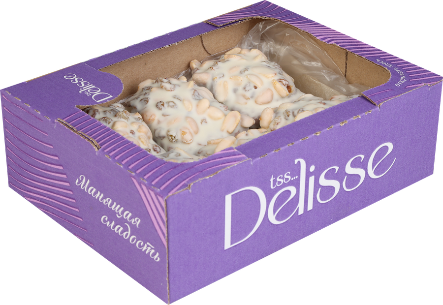 Десерт DELISSE с изюмом арахисом в белой глазури, 700г, превью