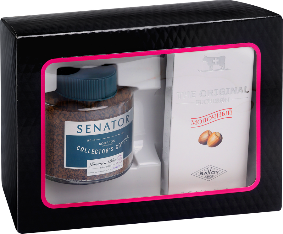 Набор подарочный Кофе SENATOR Jamaica Blue+Шоколад молочный BUCHERON The Original с фундуком, 180г, предпросмотр