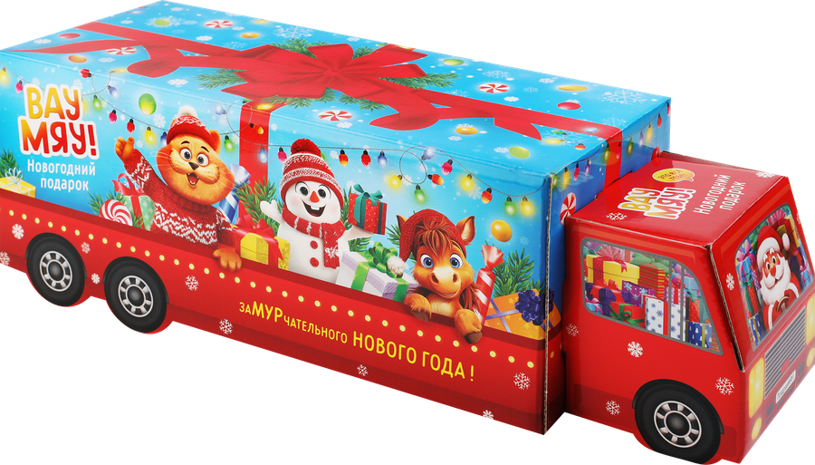 Подарок новогодний ВАУ МЯУ! в форме машинки, 785г, предпросмотр