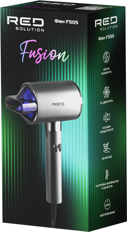 Фен RED SOLUTION Фьюжен, мощность 2000Вт, напряжение 220-240В, Арт. F505, предпросмотр