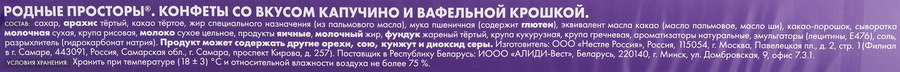 Конфеты шоколадные РОДНЫЕ ПРОСТОРЫ со вкусом капучино, 180г, предпросмотр