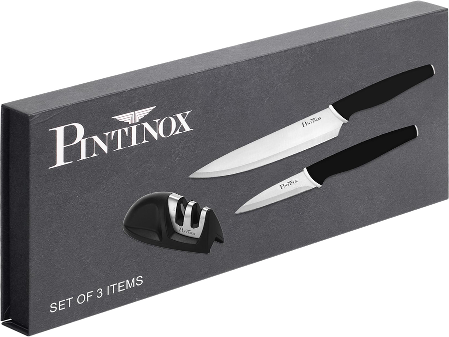 Набор ножей PINTINOX нож для фруктов/овощей 9см, нож поварской 20см, точилка, превью