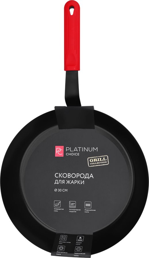 Сковорода для жарки PLATINUM CHOICE с прихваткой 30см, углеродистая сталь, Арт. 708910, превью