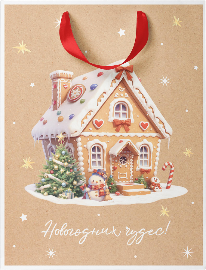 Пакет подарочный CITY HOME TRADE Christmas Kraft 23х18х10см, предпросмотр