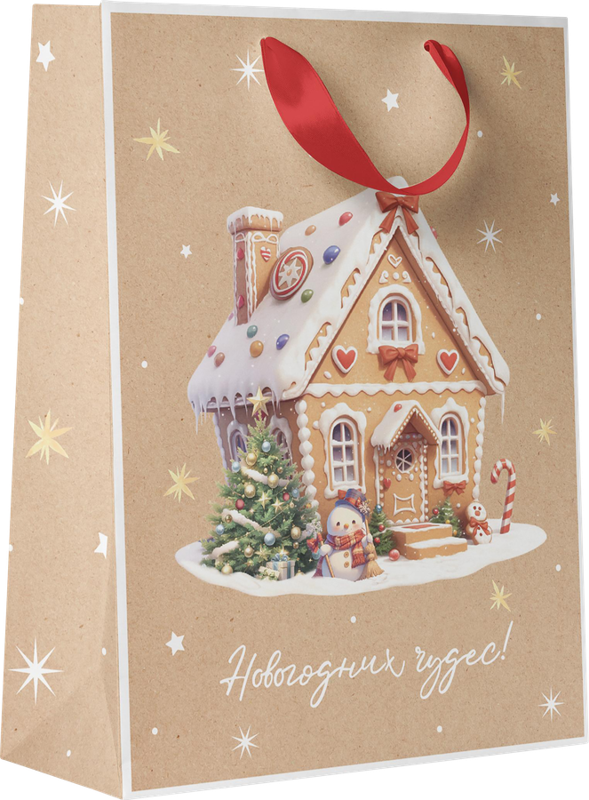 Пакет подарочный CITY HOME TRADE Christmas Kraft 23х18х10см, превью