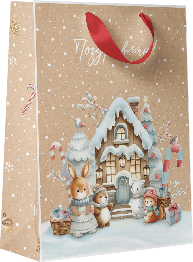 Пакет подарочный CITY HOME TRADE Christmas Kraft 23х18х10см, превью