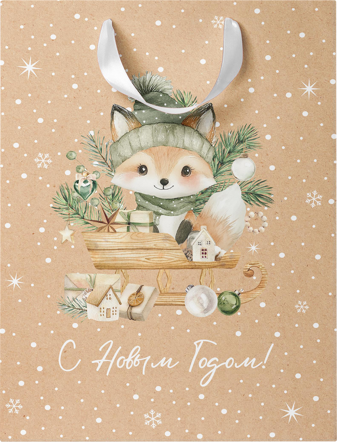 Пакет подарочный CITY HOME TRADE Christmas Kraft 23х18х10см, предпросмотр