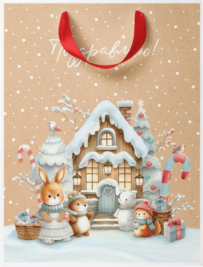 Пакет подарочный CITY HOME TRADE Christmas Kraft 23х18х10см, превью