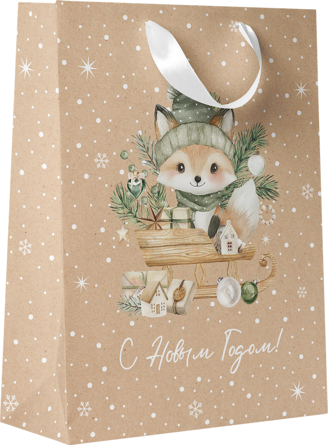 Пакет подарочный CITY HOME TRADE Christmas Kraft 23х18х10см, предпросмотр