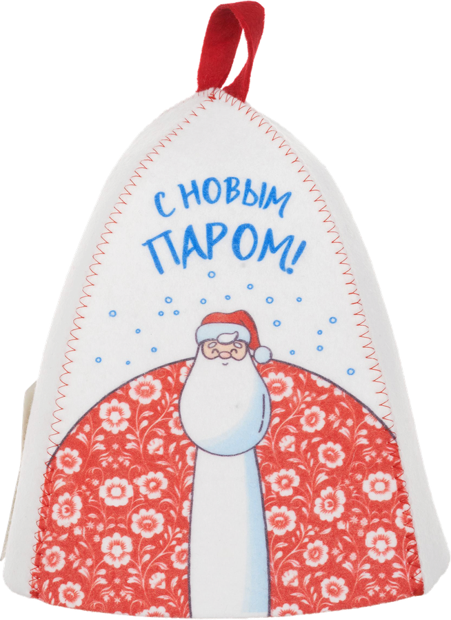 Шапка для бани и сауны ГЛАВБАНЯ с принтом Новогодняя, синтетический войлок, Арт. Б404131Л, предпросмотр