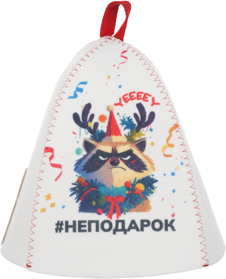 Шапка для бани и сауны ГЛАВБАНЯ с принтом Новогодняя, синтетический войлок, Арт. Б404131Л, превью