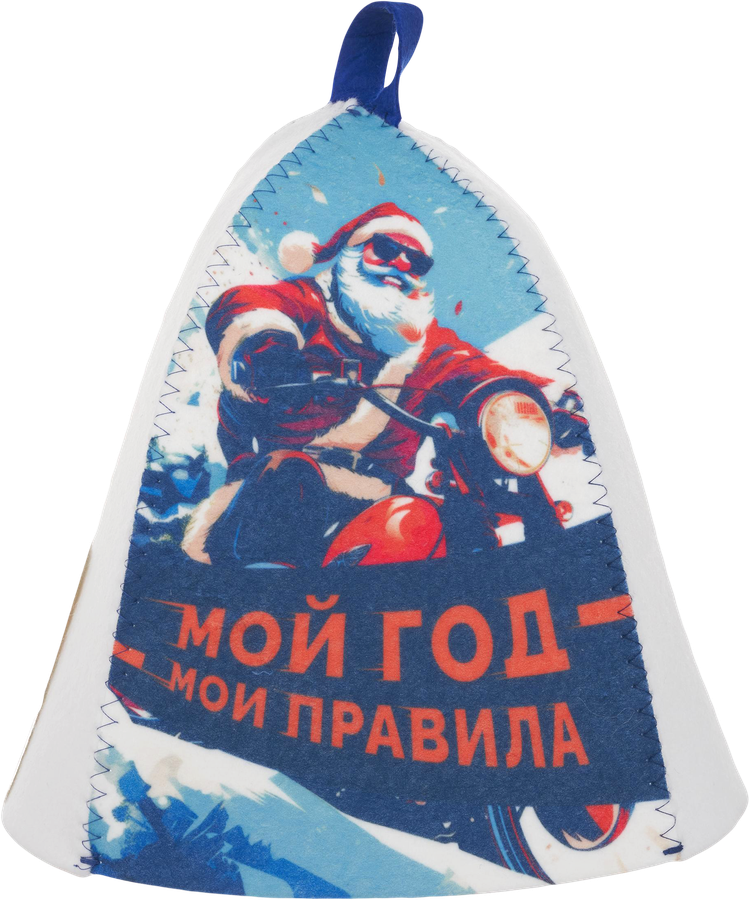 Шапка для бани и сауны ГЛАВБАНЯ с принтом Новогодняя, синтетический войлок, Арт. Б404131Л, превью