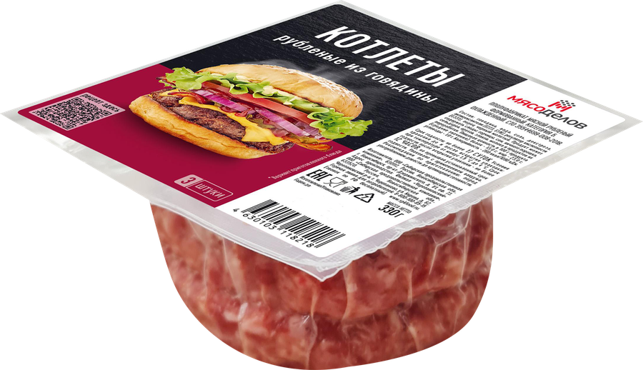 Котлеты из говядины МЯСОДЕЛОВ рубленые, 330г, предпросмотр