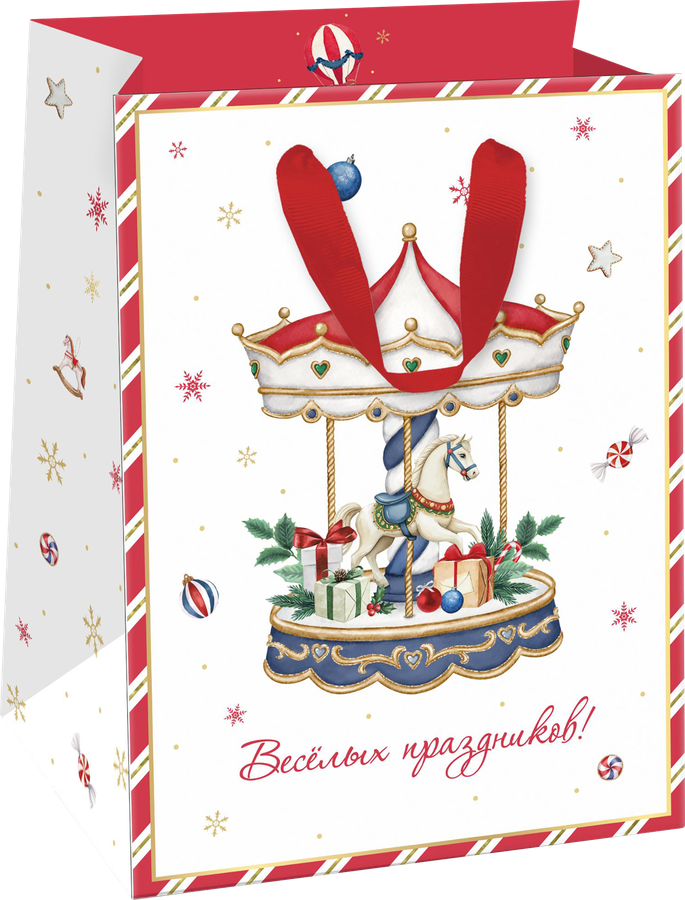 Пакет подарочный CITY HOME TRADE New Years Joy 19х14х9см, эффект, превью
