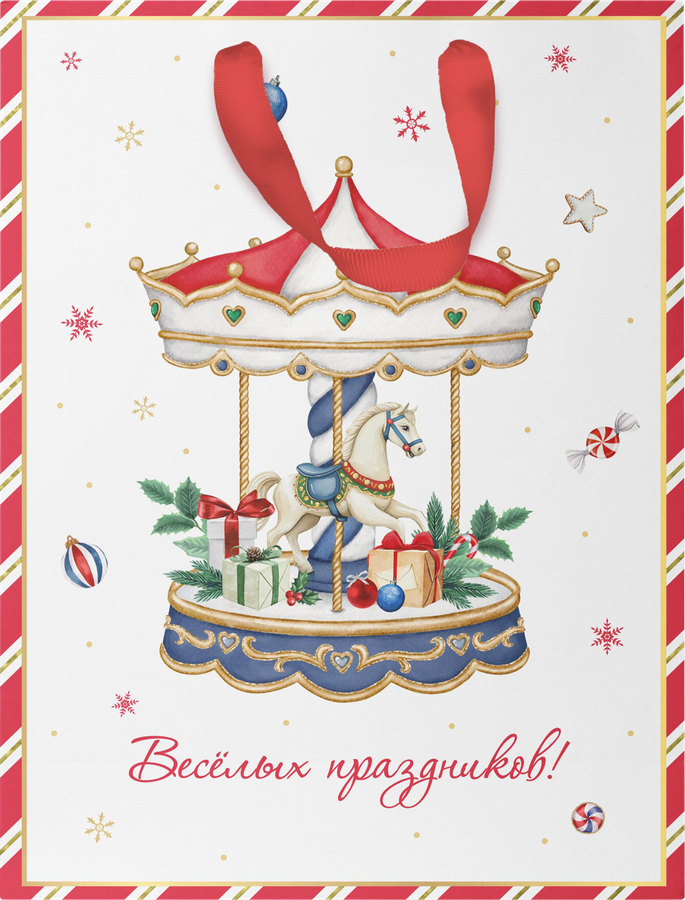 Пакет подарочный CITY HOME TRADE New Years Joy 19х14х9см, эффект, предпросмотр