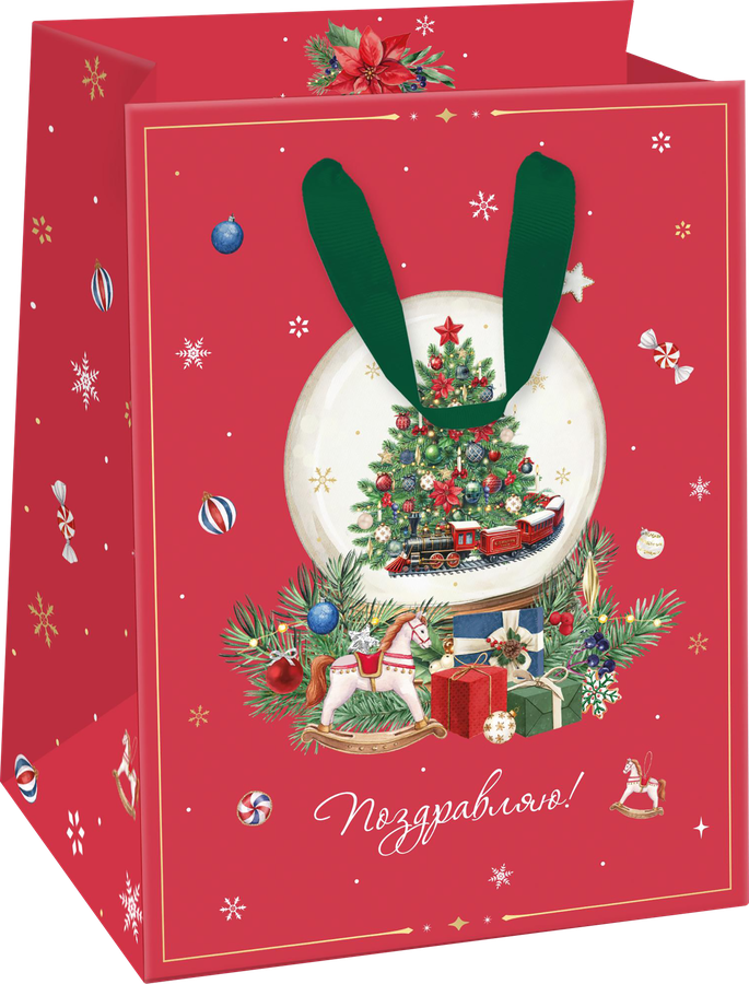 Пакет подарочный CITY HOME TRADE New Years Joy 19х14х9см, эффект, предпросмотр